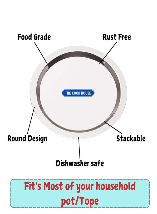 THE COOK HOUSE ذا كوك هاوس - طقم أغطية من الفولاذ المقاوم للصدأ لأدوات المطبخ | غطاء/غطاء دائري من الفولاذ | طقم أغطية/أغطية للمقالي، القدور، المواقد، الأواني، أواني الطهي | طقم من 3 قطع (17.5 سم، 18.5 سم، 19.5 سم) - Image 3